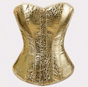 Metallic Gold Croc-Embossed Corset